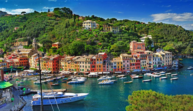 view of Portofino - beautiful town of Ligurian coast, Italy