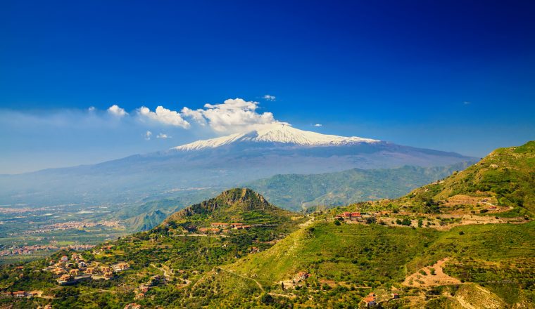 Etna with snowy peak